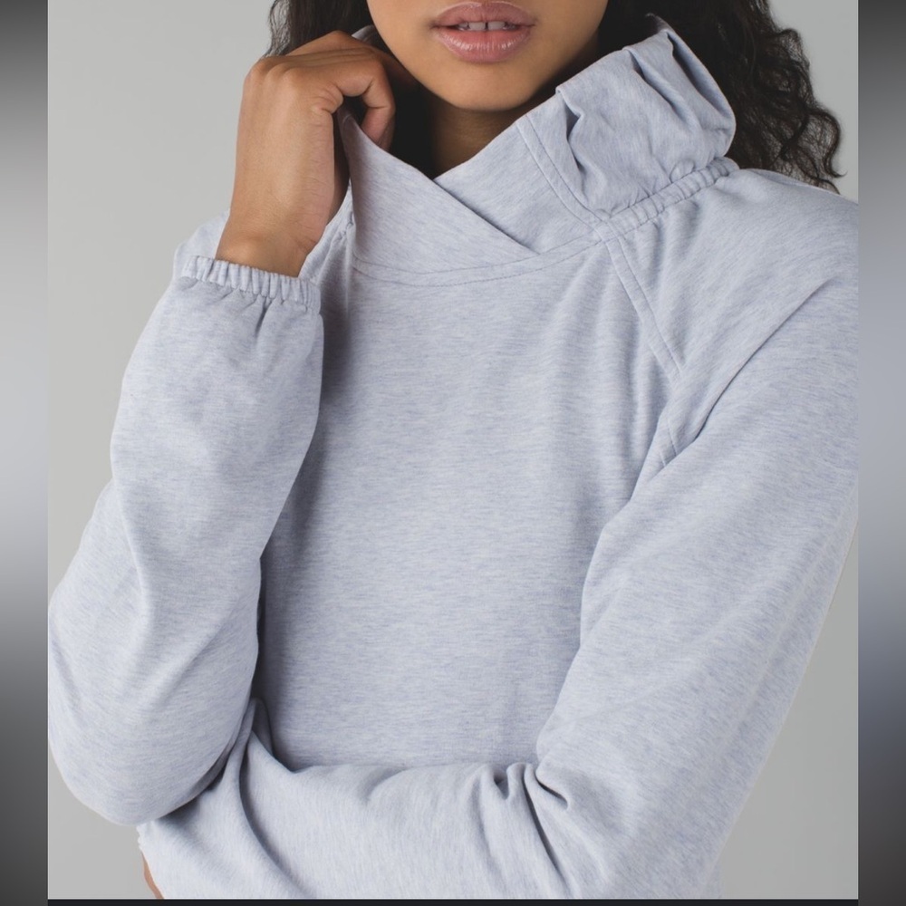 Lululemon After All cowl neck funnel pullover Heathered cool breeze